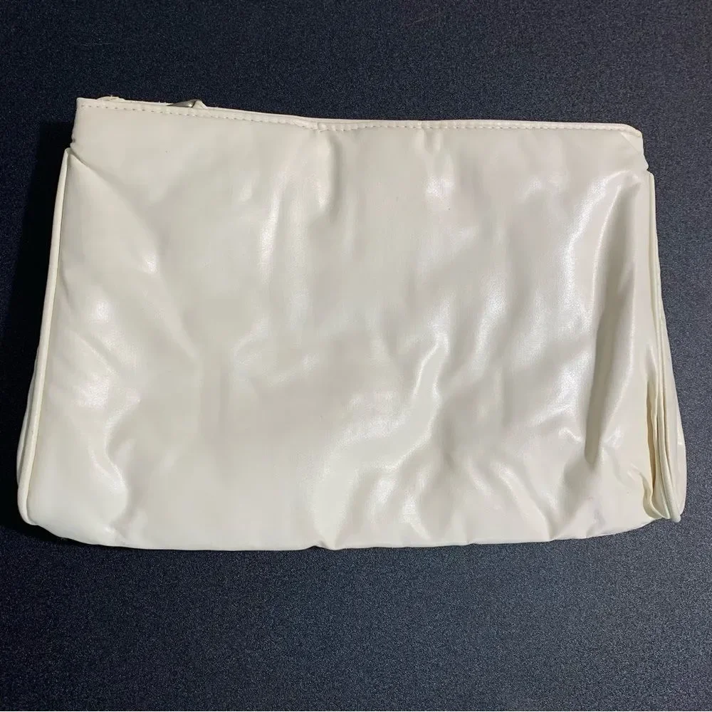 Vintage Purse White Cream Vegan Leather Clutch Shoulder Bag Special Occasion